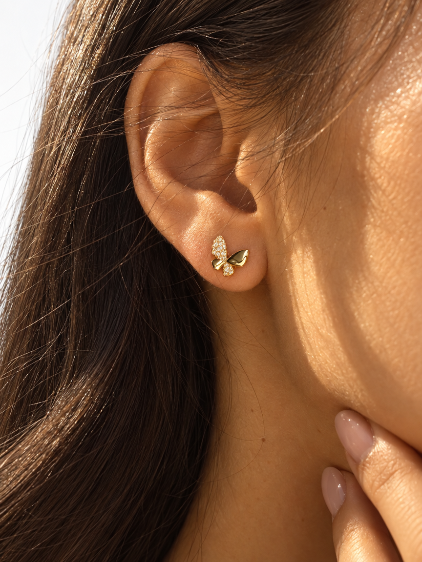 Butterfly Zircon Stud Earrings