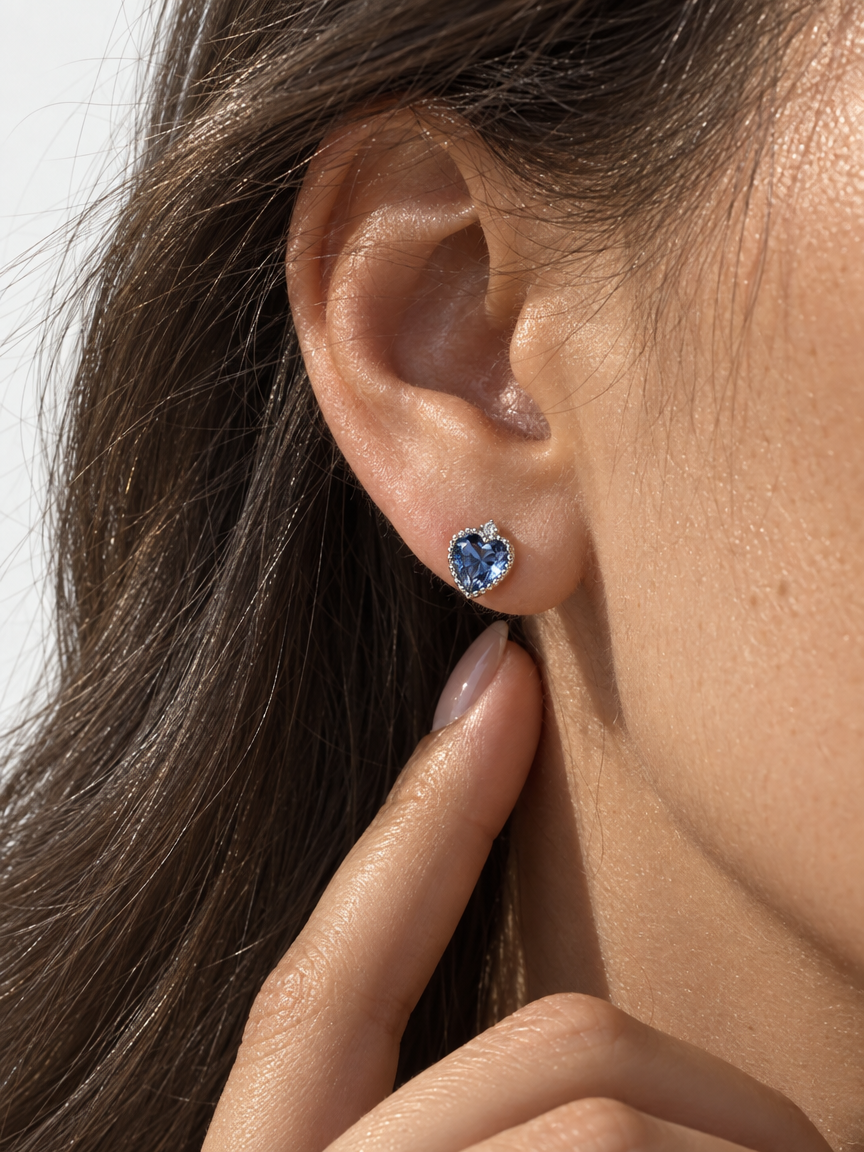 Ocean Heart Crystal Studs