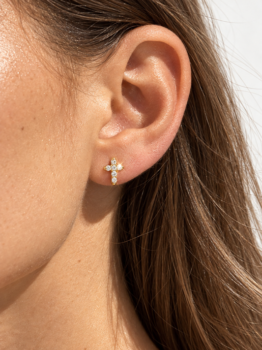 Sterling Cross Studs