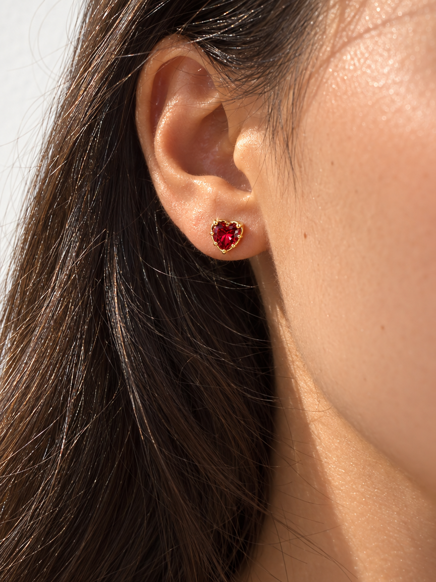 Red Heart Studs