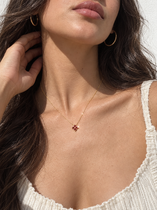 Pomegranate Clover Necklace