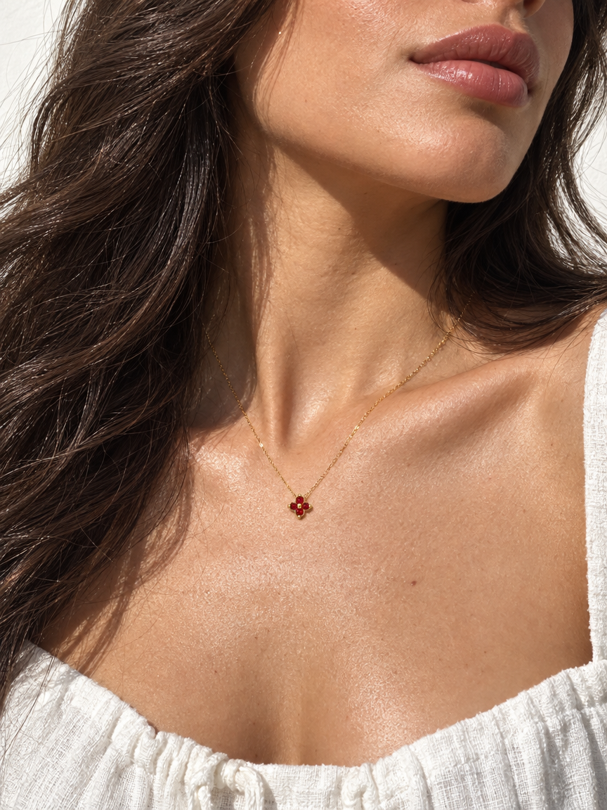 Pomegranate Clover Necklace