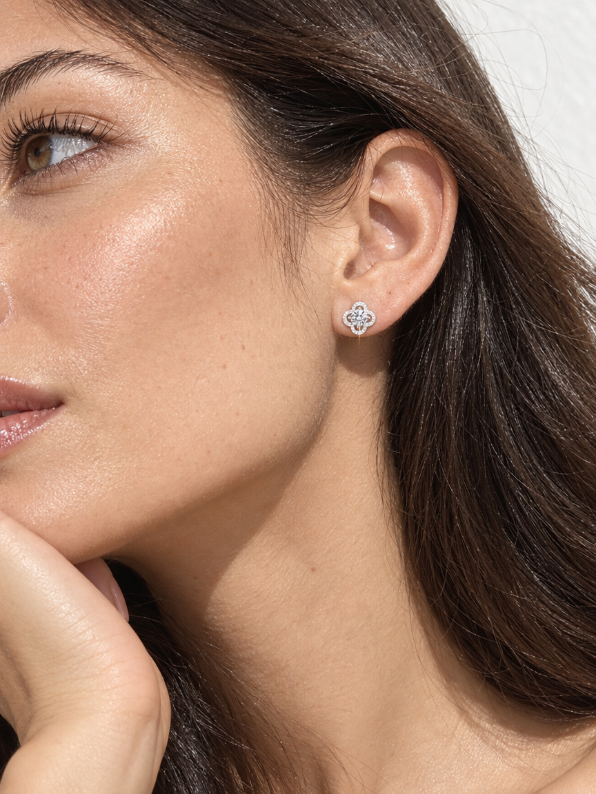 Sparkle Clover Studs