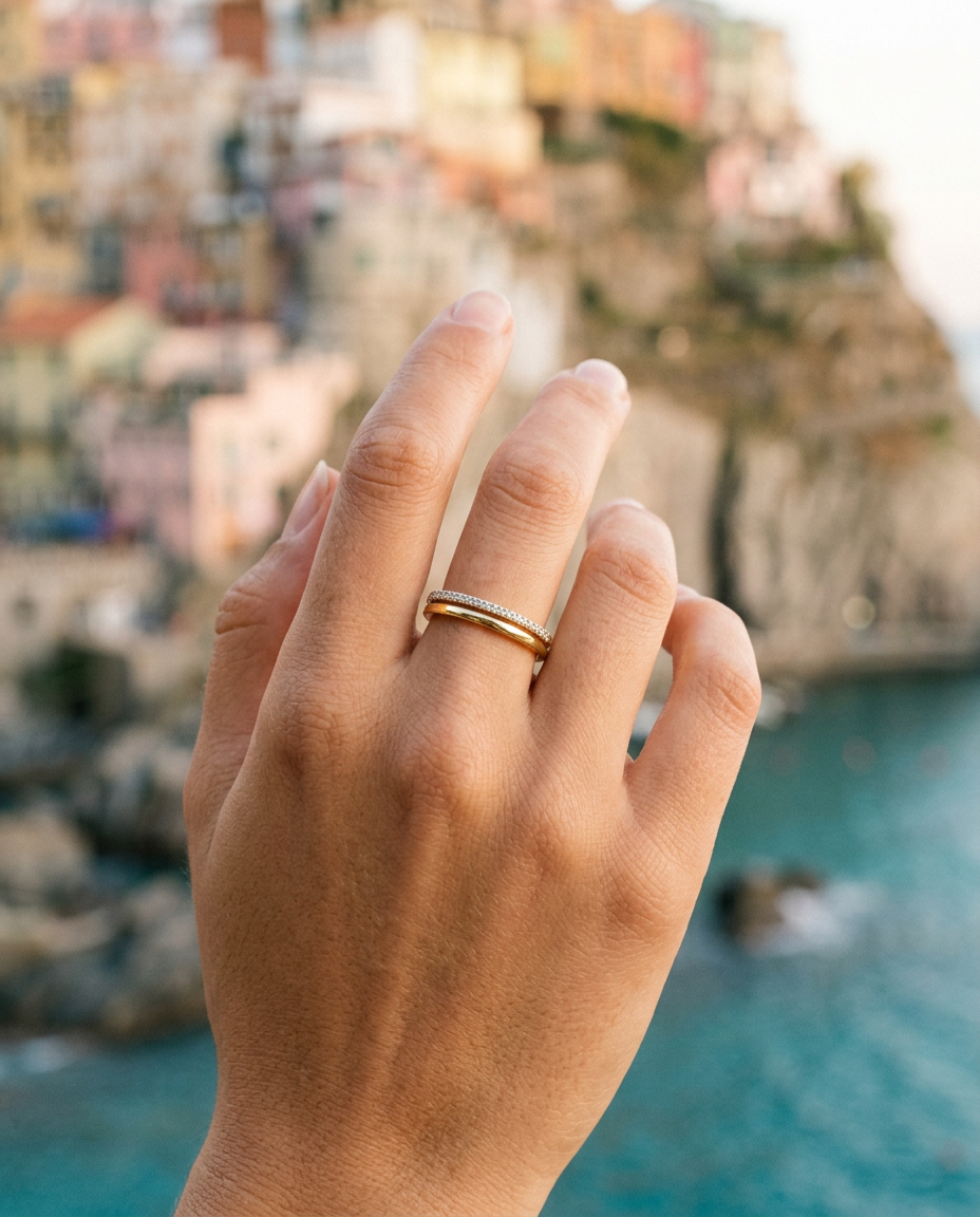 Double Band Pavé Ring