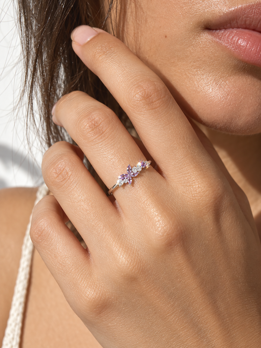 Lilac Butterfly Ring
