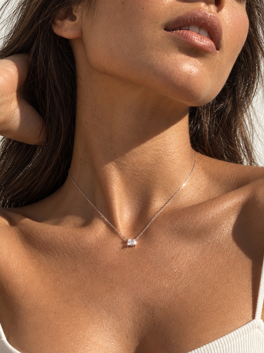 Step-Cut Solitaire Necklace