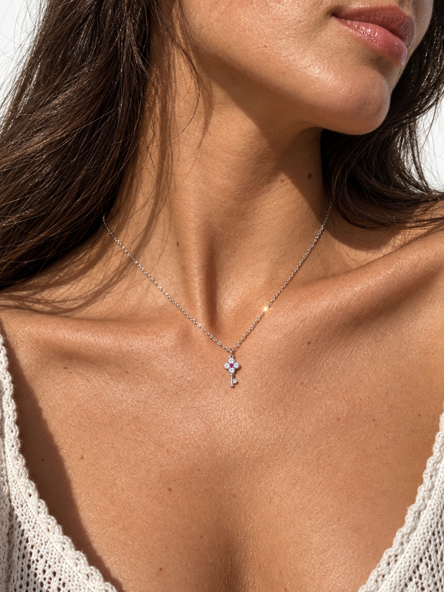 Clover Key Pendant Necklace