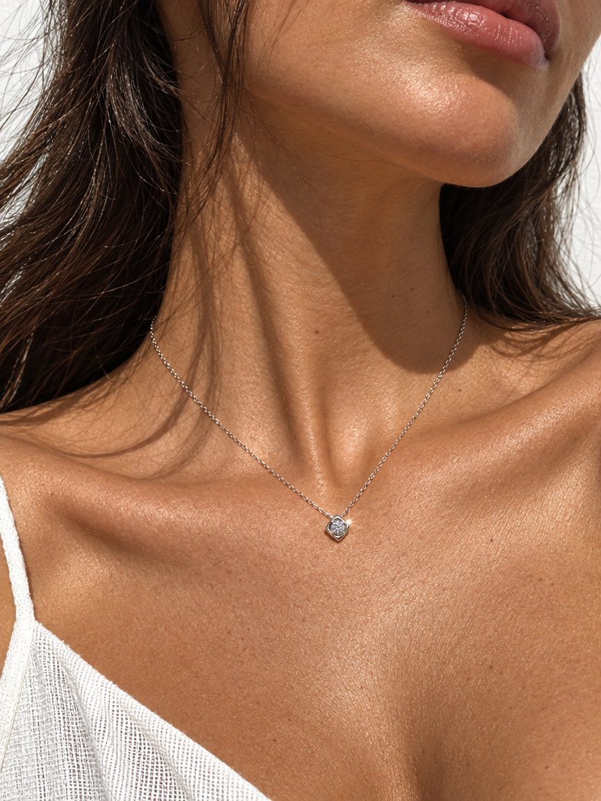 Cushion Solitaire Necklace