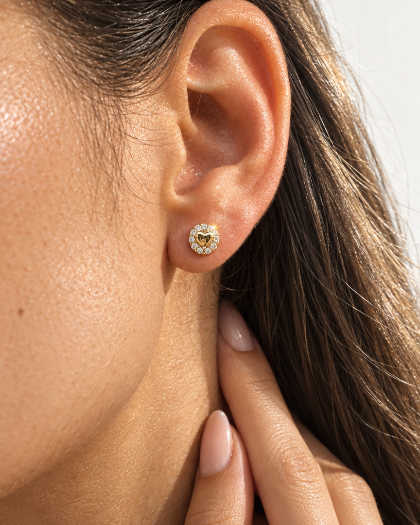 Heart Halo Studs