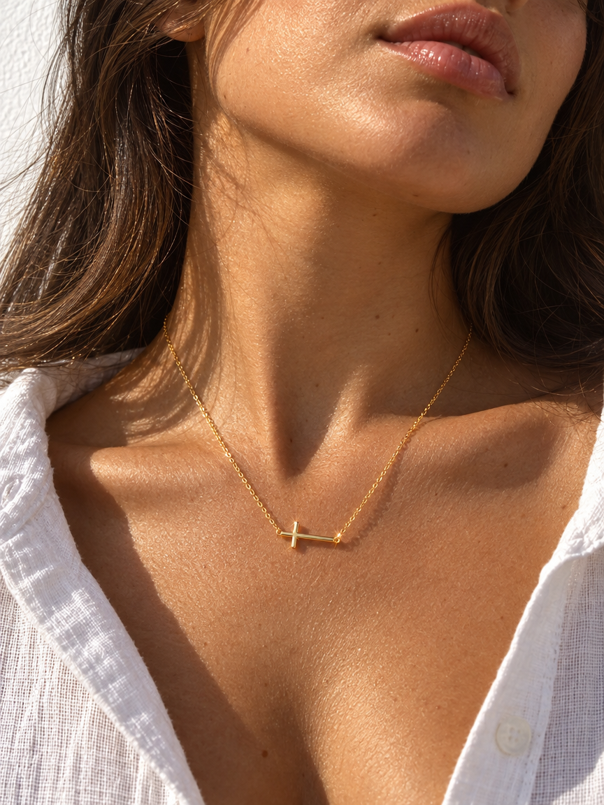 Horizontal Cross Necklace