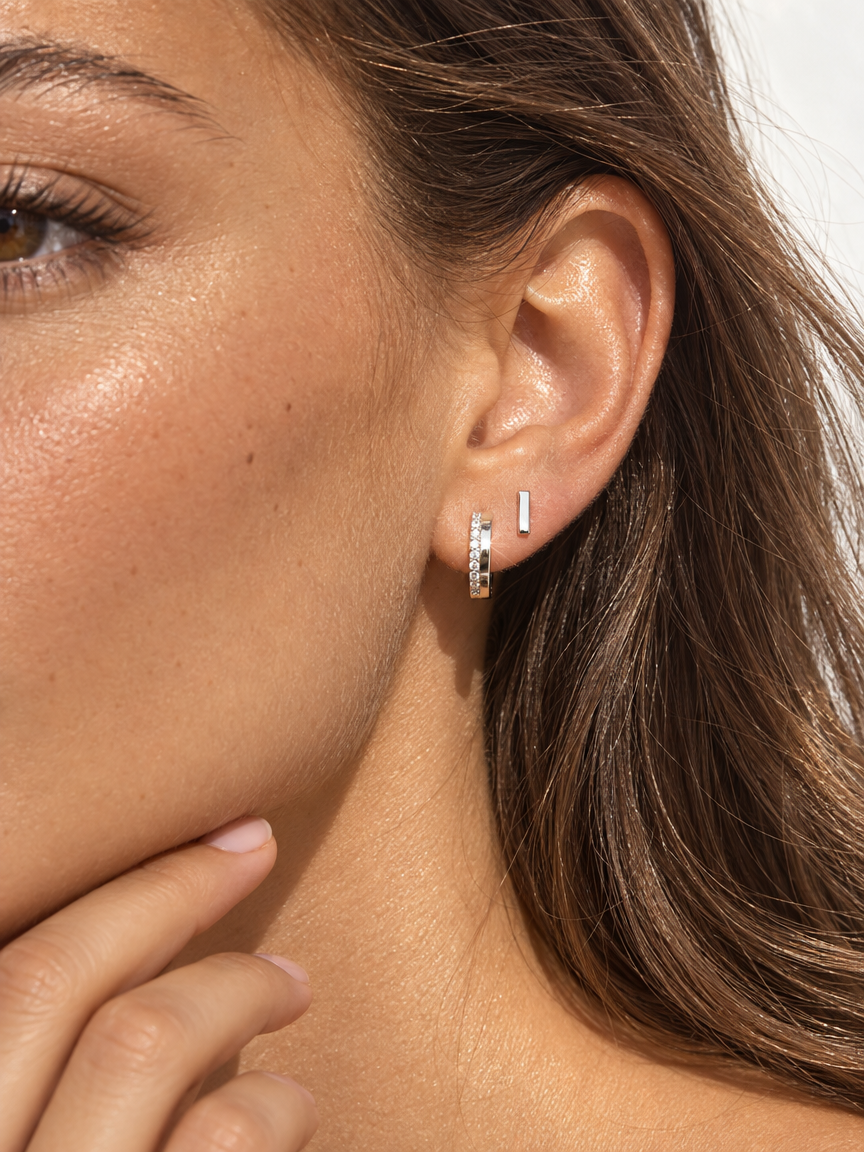 Pavé Huggie Hoops