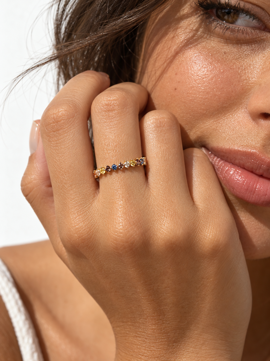 Multicolour Crystal Ring