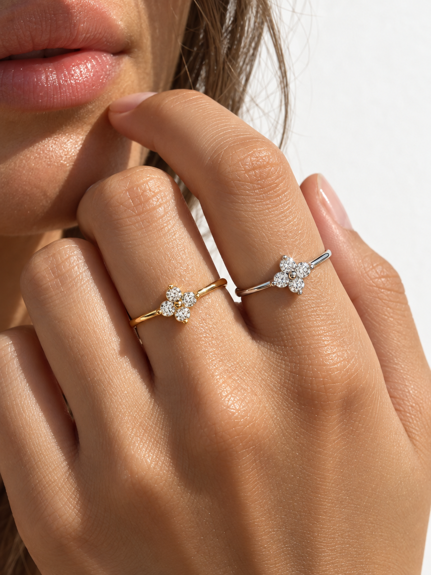 Lucky Clover Zircon Ring