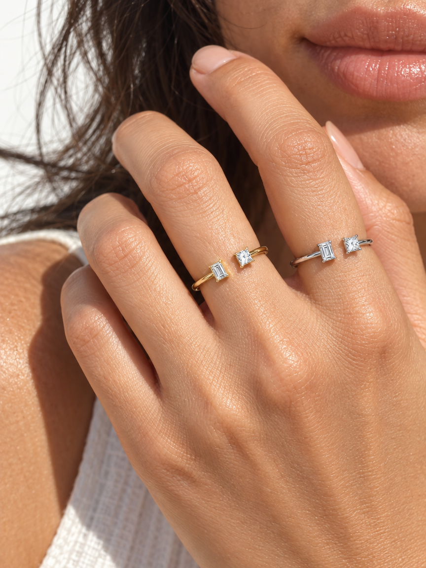 Dual Stone Open Ring
