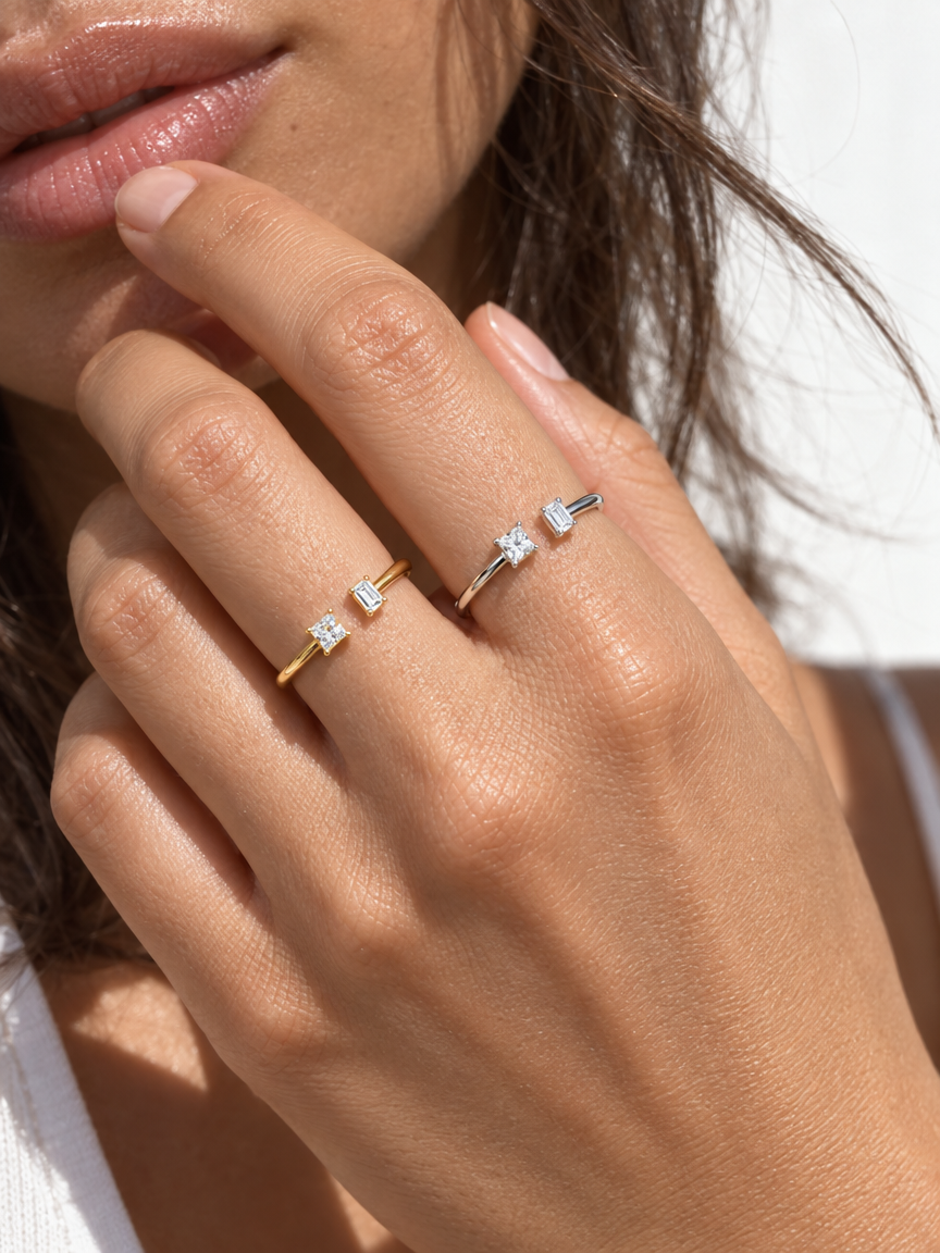 Dual Stone Open Ring