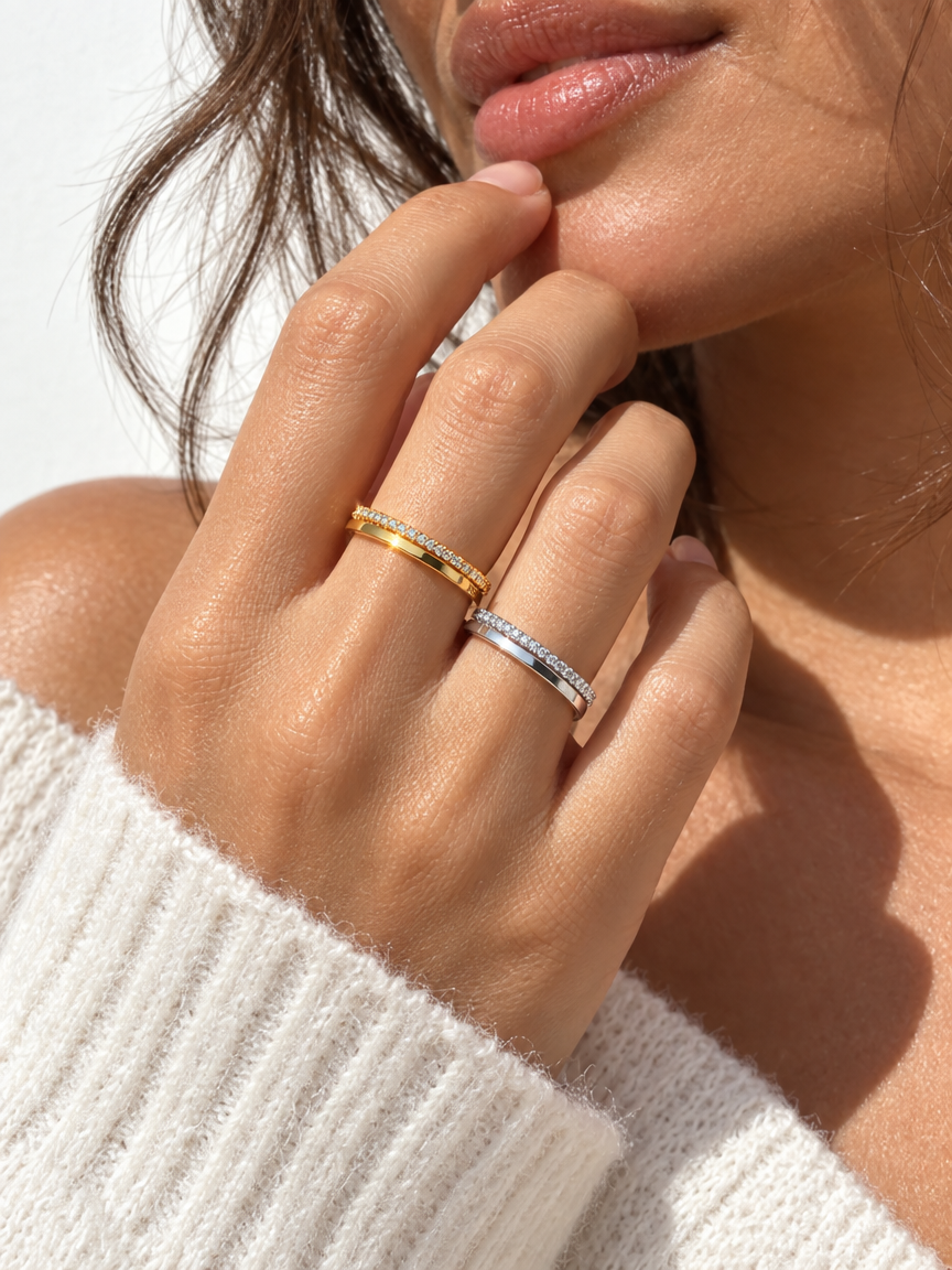 Double Band Pavé Ring