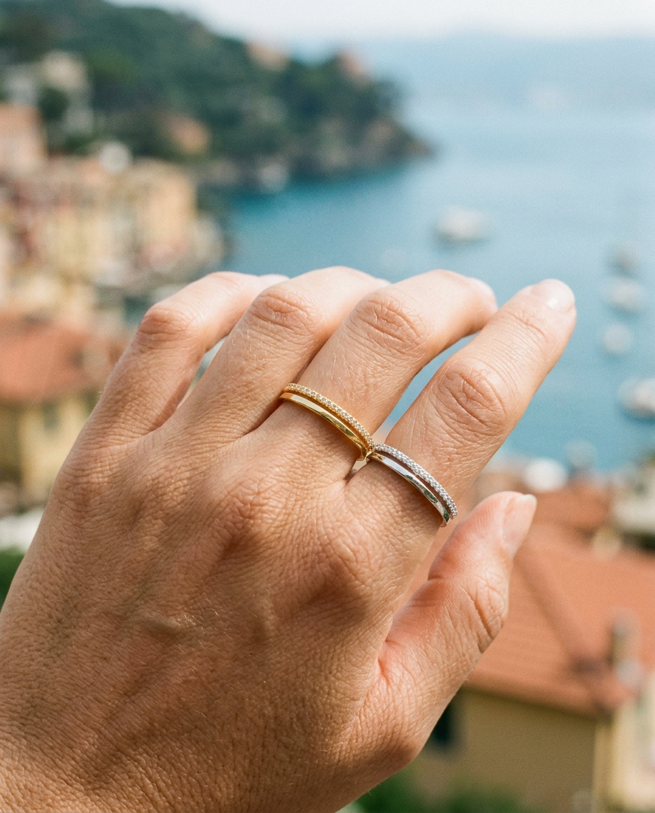 Double Band Pavé Ring