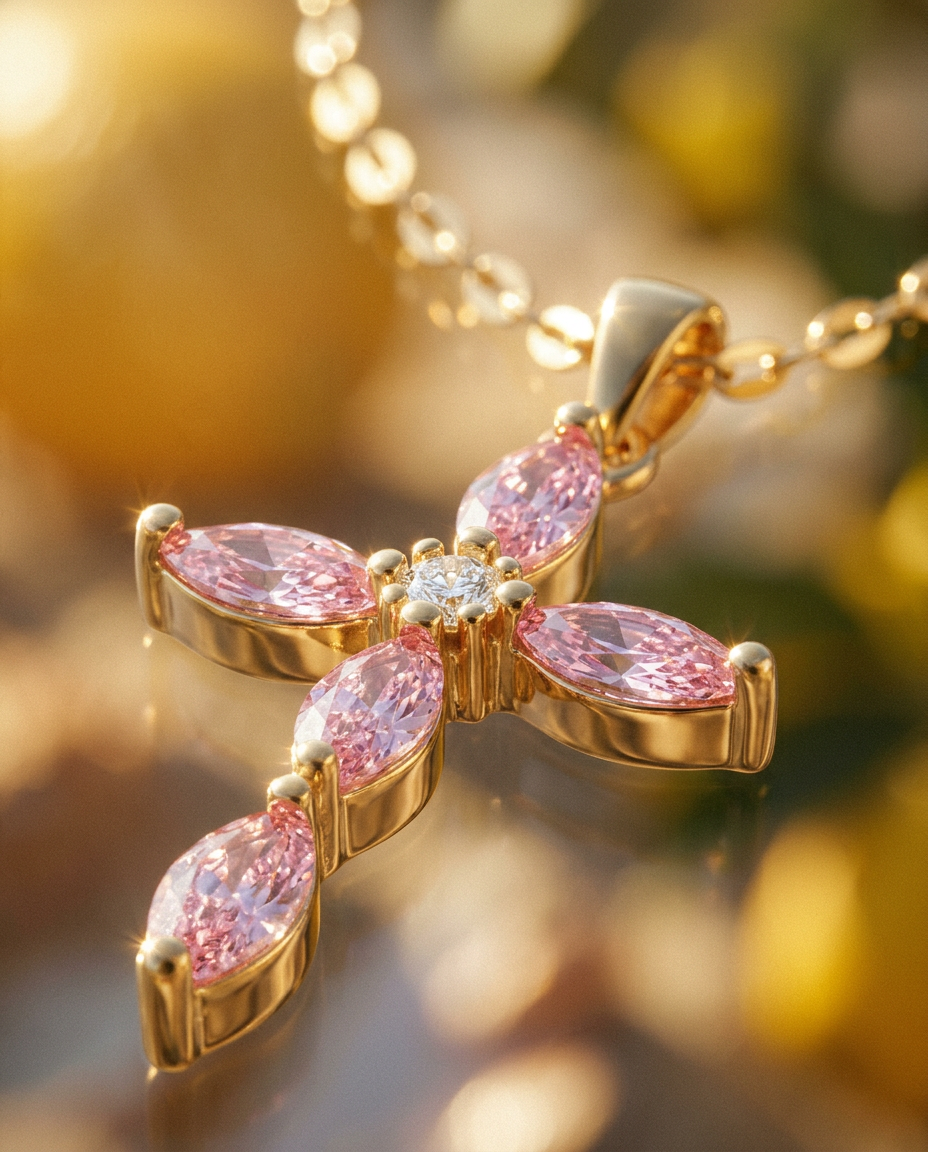 Macro detail of marquise-cut stones