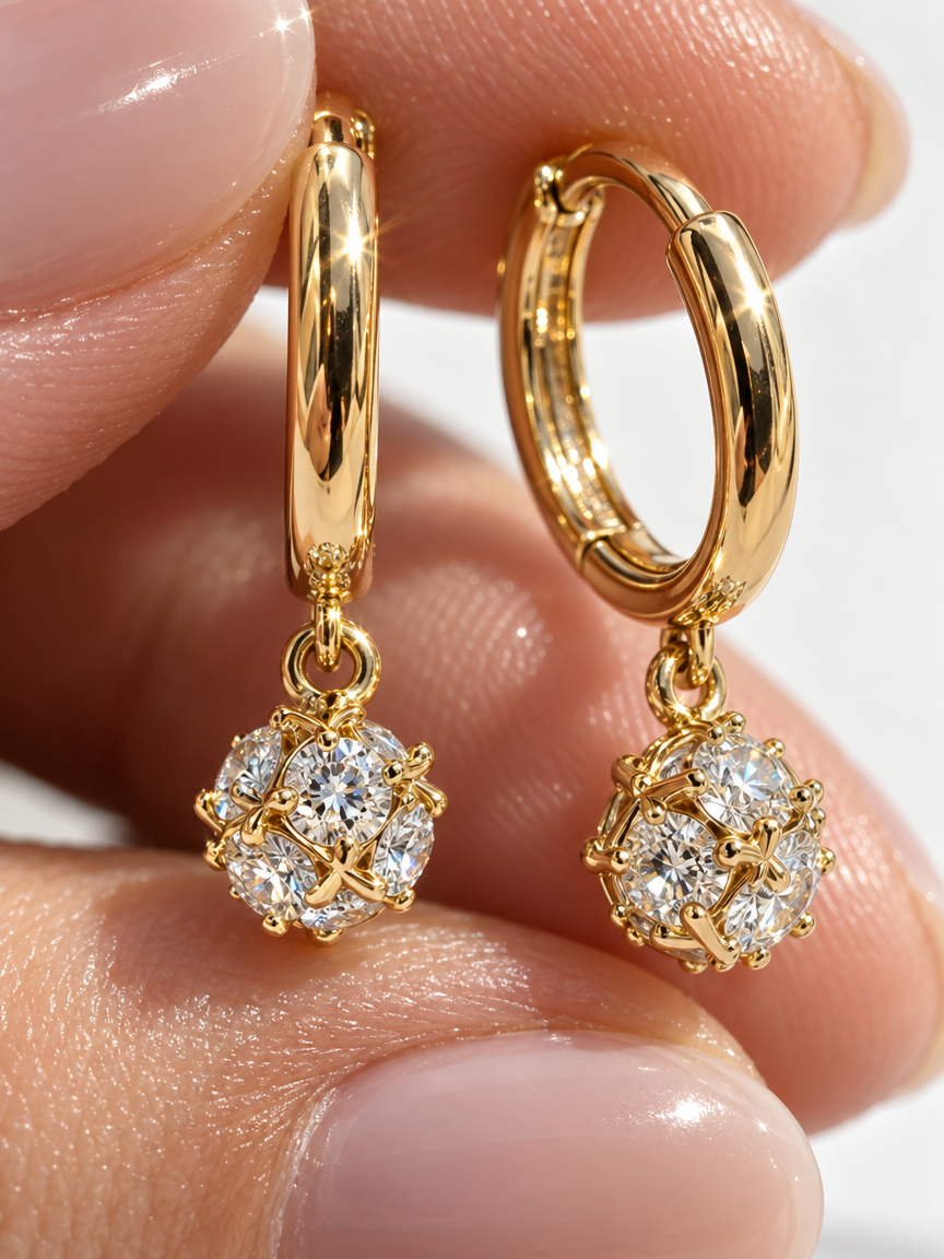 Pavé Ball Drop Earrings