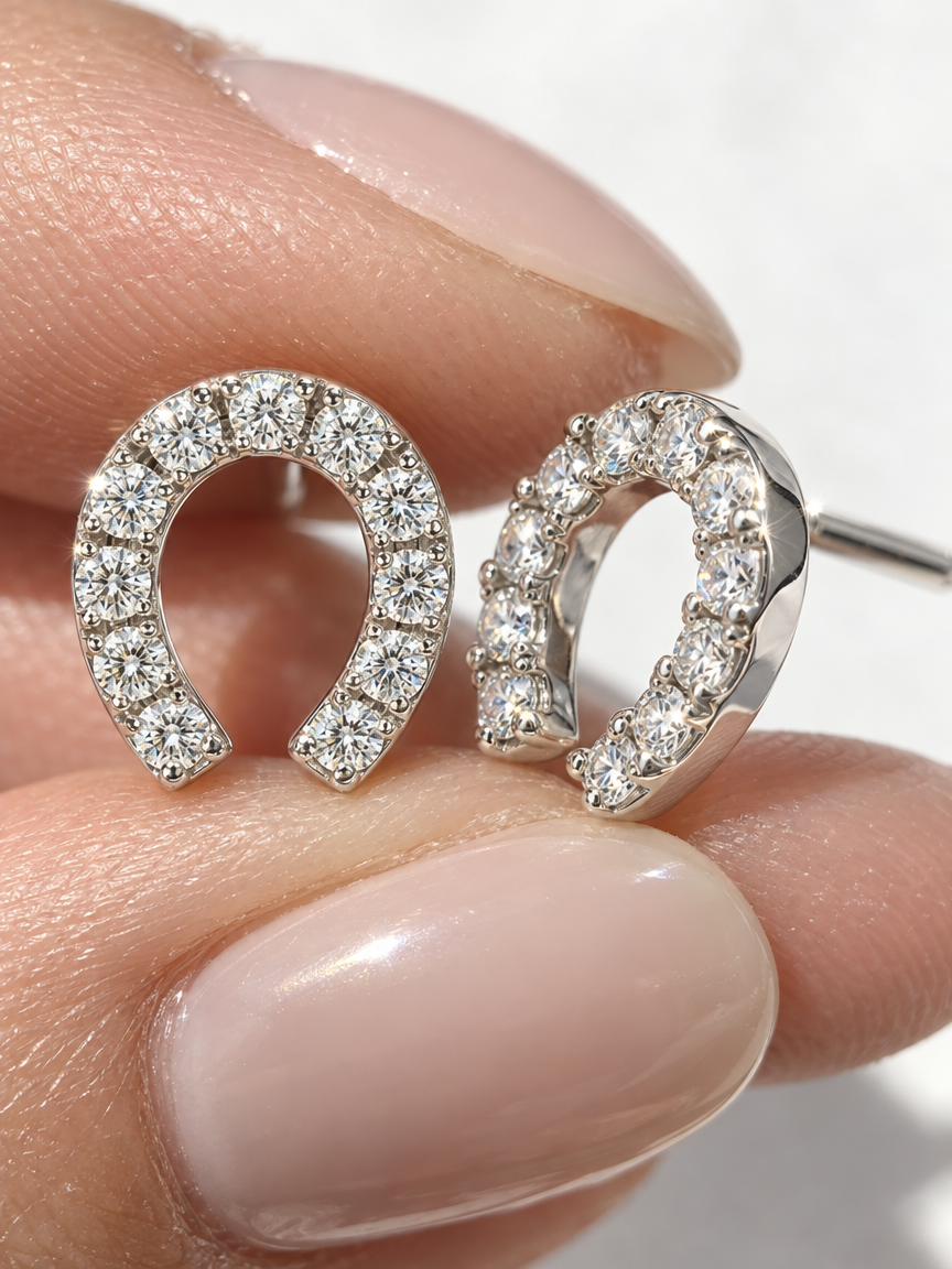 Pavé Horseshoe Studs