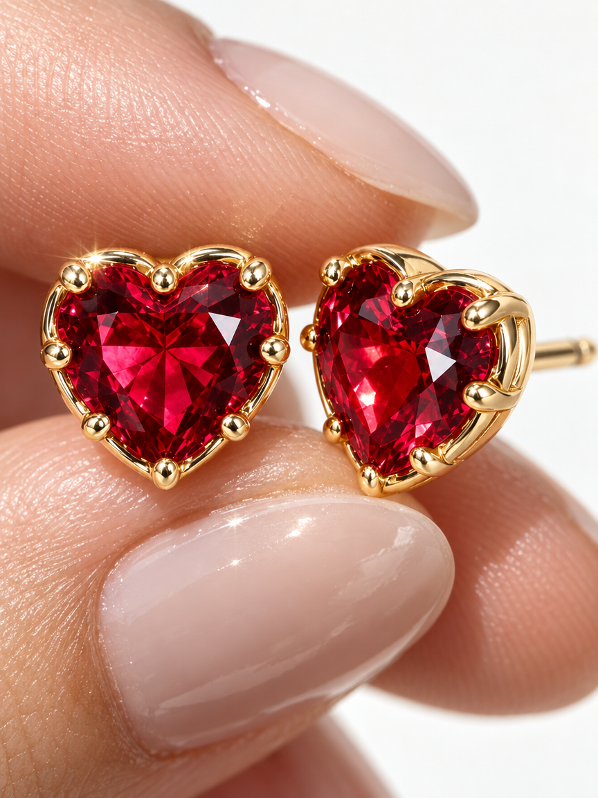 Red Heart Studs