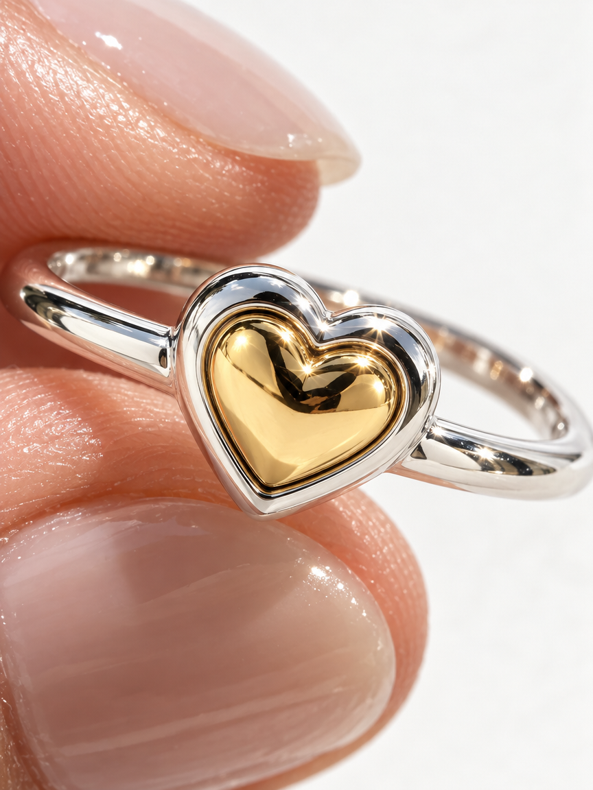 Two-Tone Heart Ring