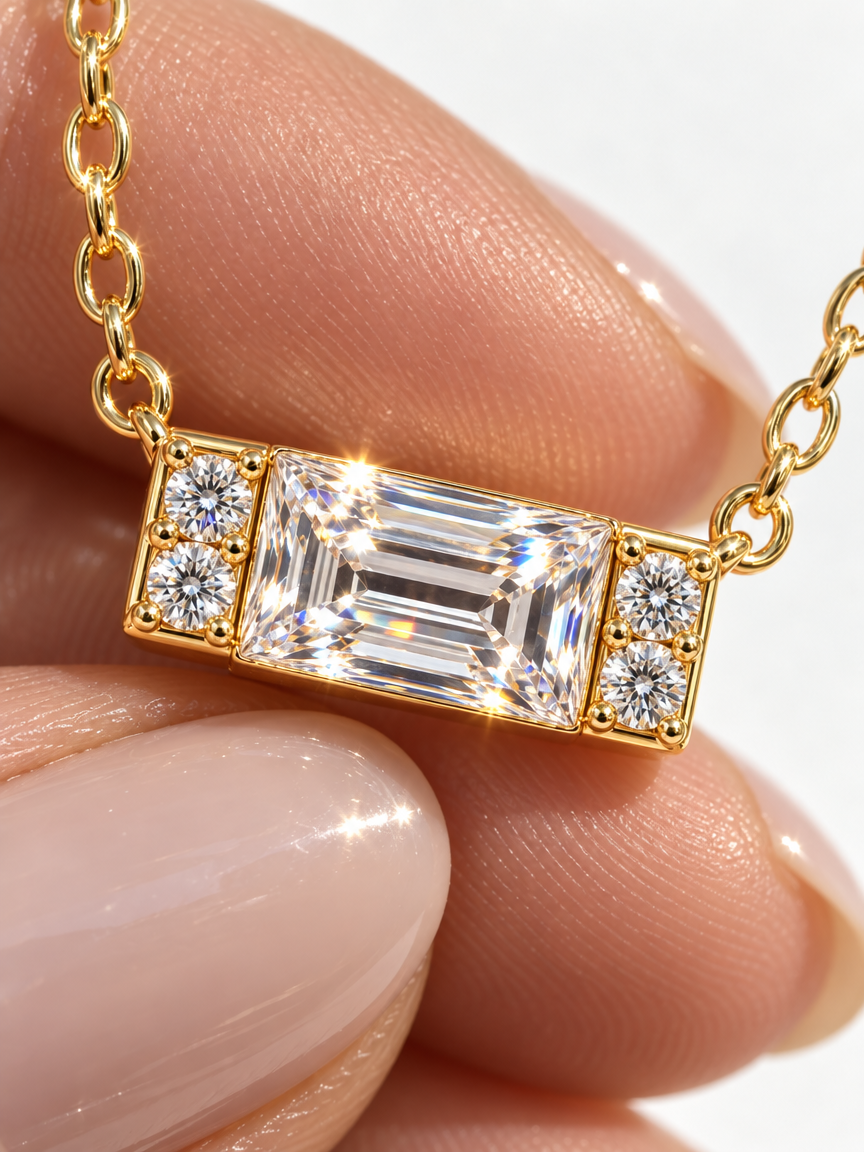 Baguette-Cut Pendant Necklace