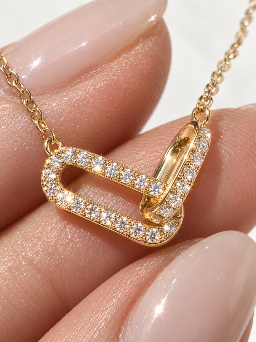 Double Pavé Ring Necklace