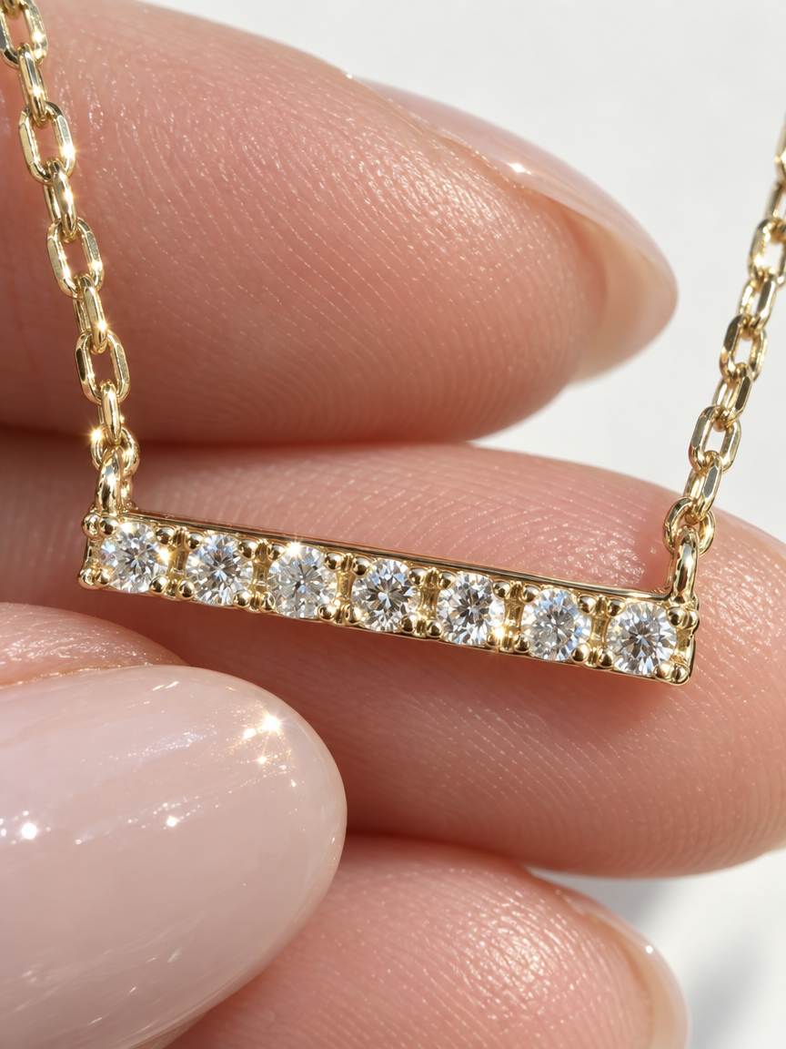 Horizontal Pavé Bar Necklace