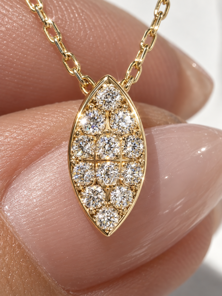 Pavé Oval Pendant Necklace