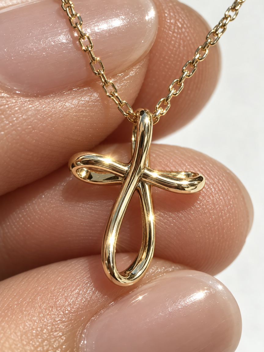 Ribbon Cross Pendant Necklace