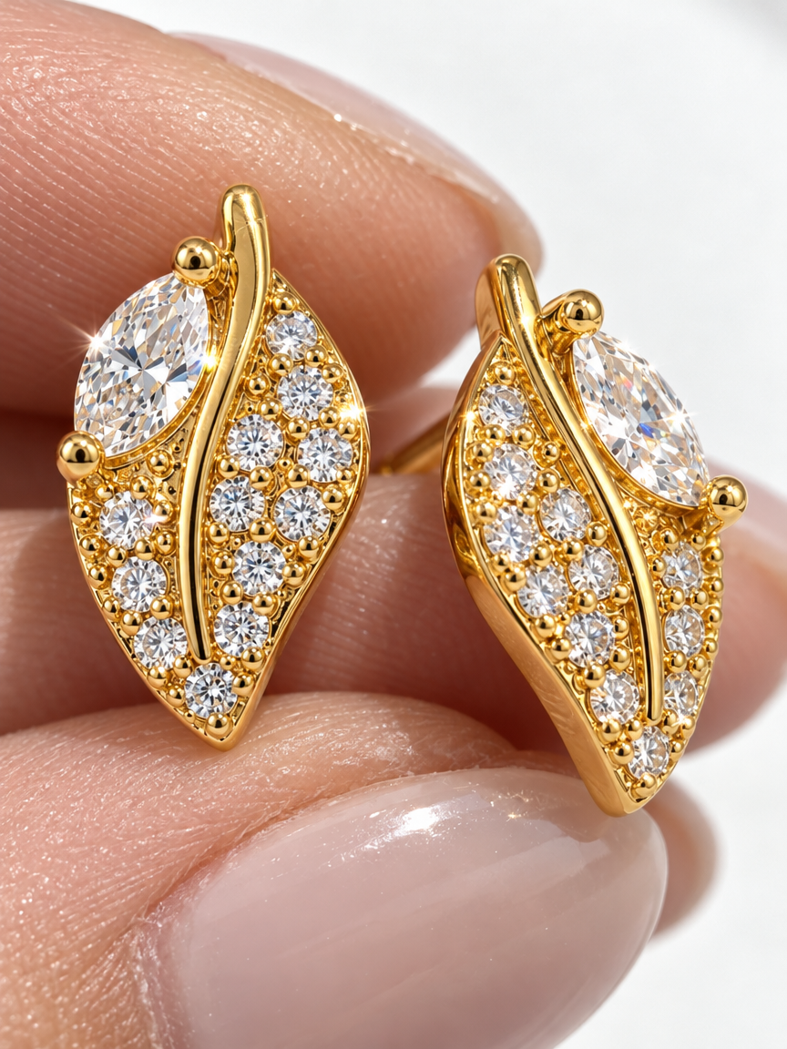 Pavé Laurel Studs