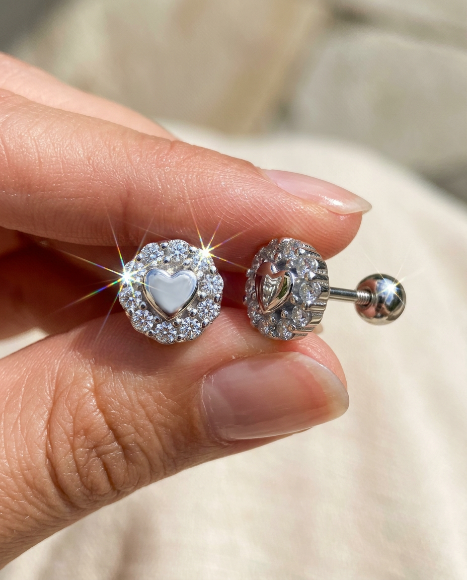 Heart Halo Studs