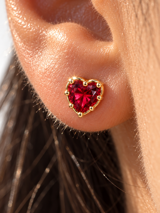 Red Heart Studs