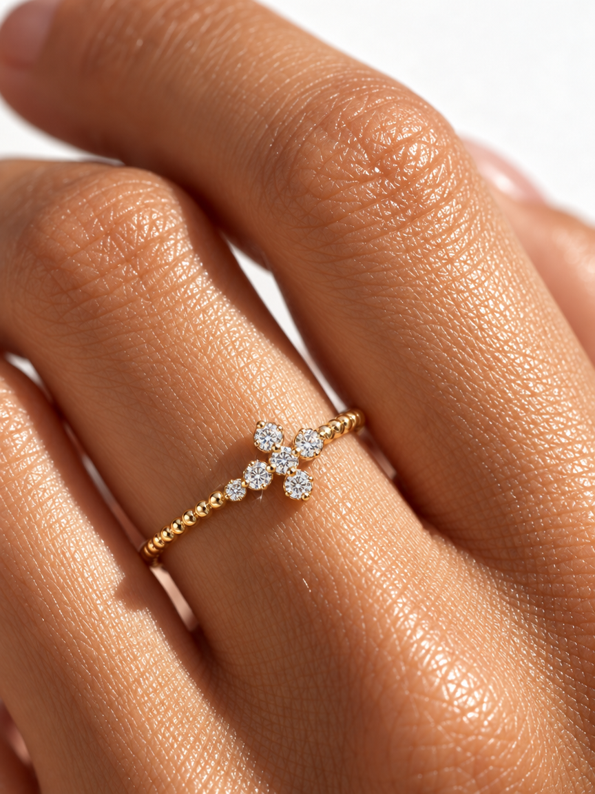Bezel Cross Ring