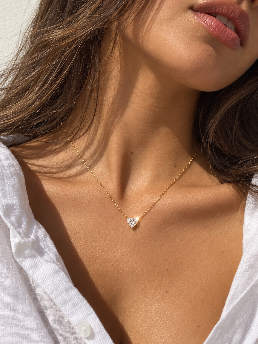 Heart Solitaire Pendant Necklace