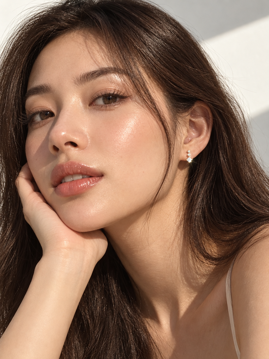 Square Drop Stud Earrings