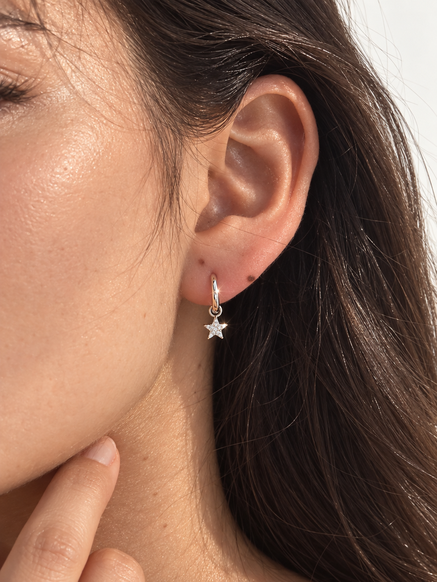 Pavé Star Drop Earrings