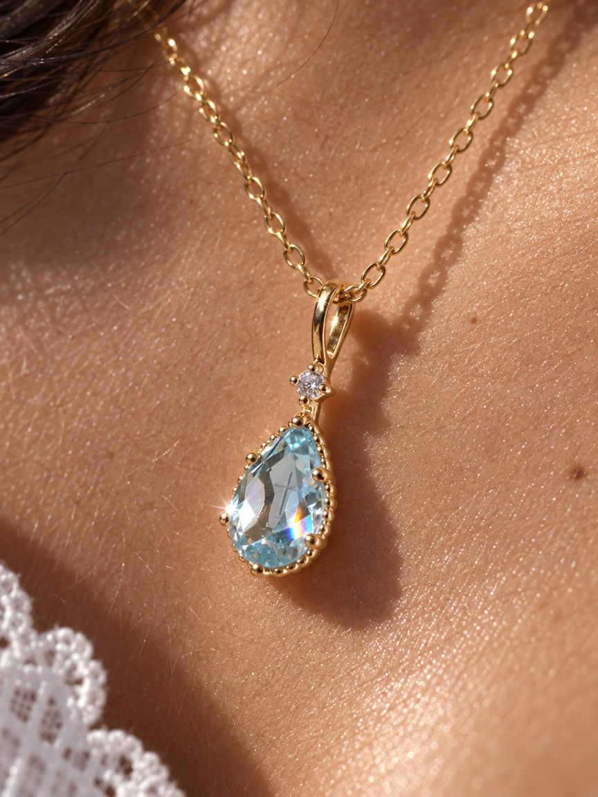 Teardrop Crystal Pendant Necklace
