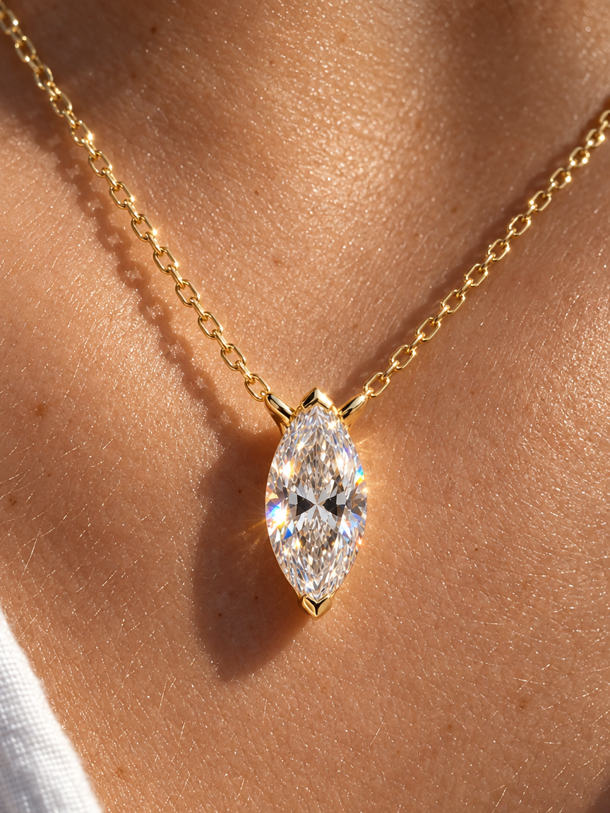 Marquise Solitaire Pendant Necklace