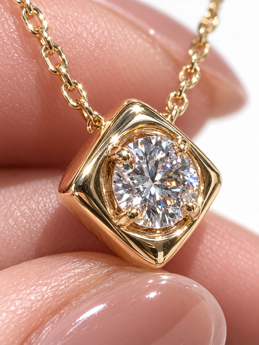 Cushion Solitaire Necklace