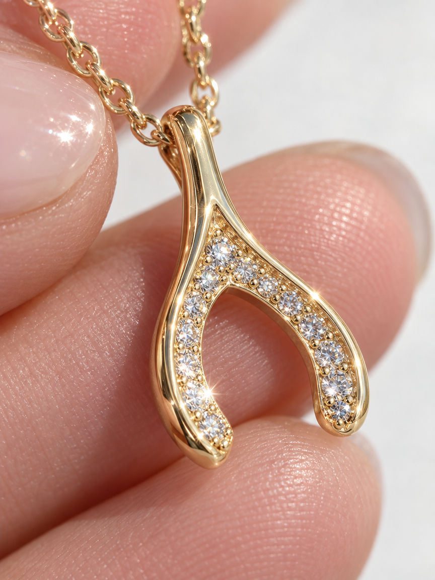 Pavé Wishbone Necklace