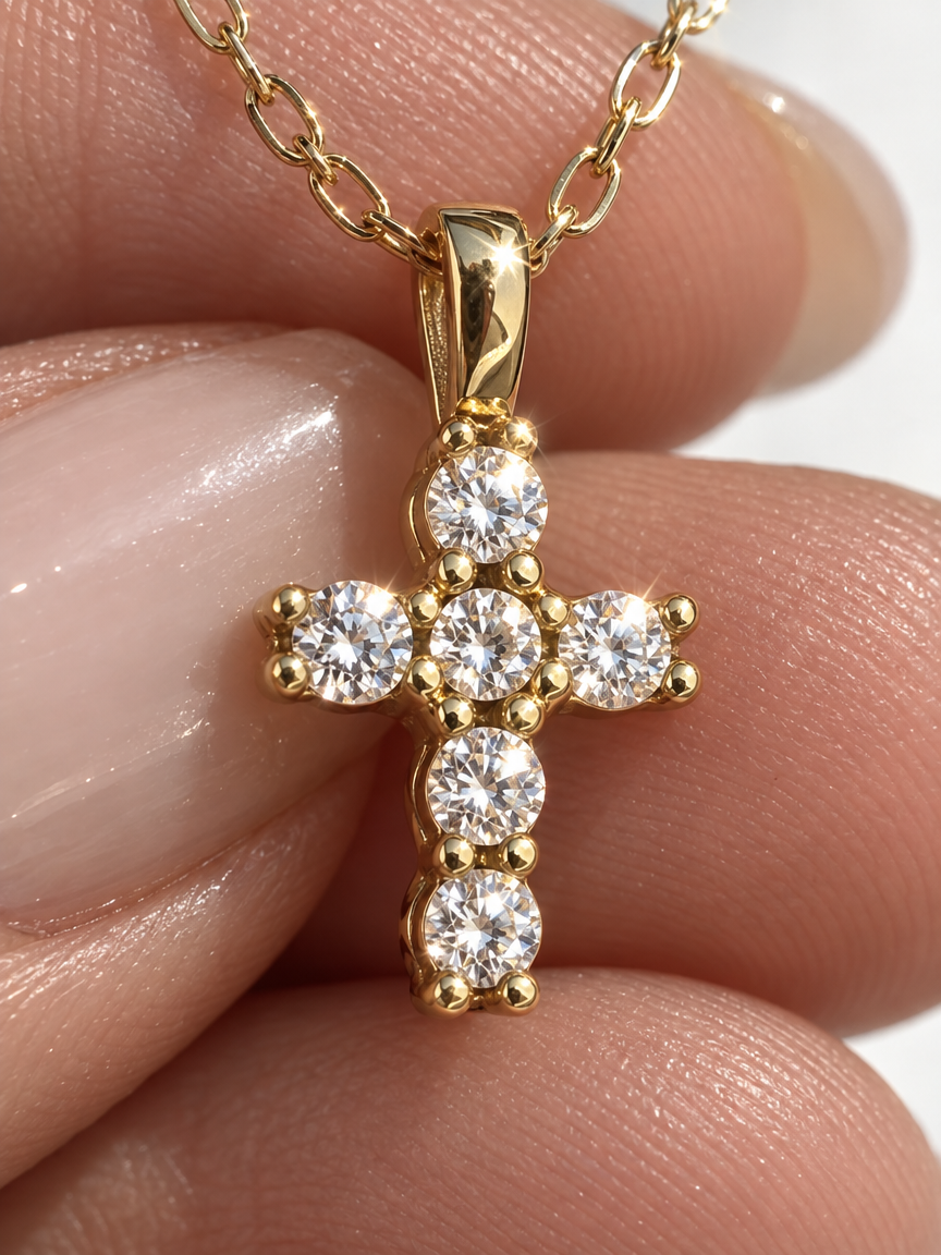 Cluster Cross Necklace