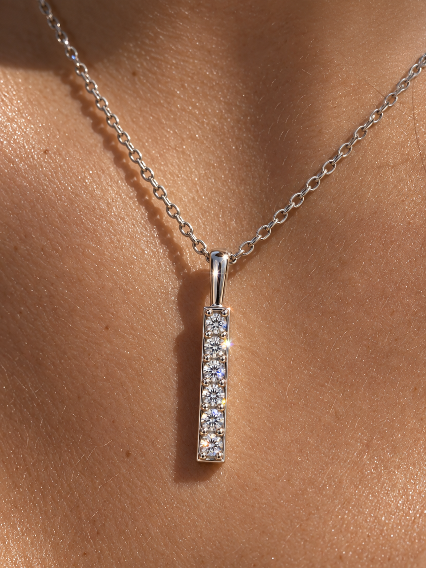 Vertical Pavé Bar Necklace