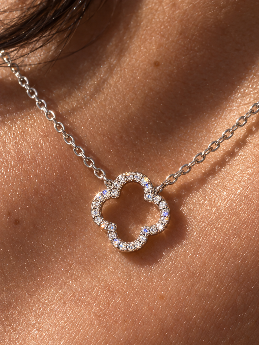 Pavé Clover Pendant Necklace
