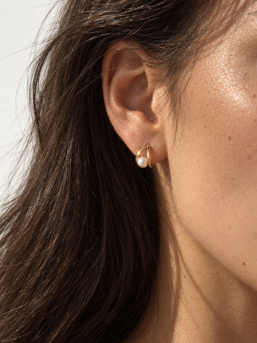 Hollow Pearl Studs