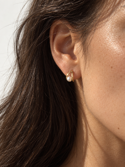 Hollow Pearl Studs