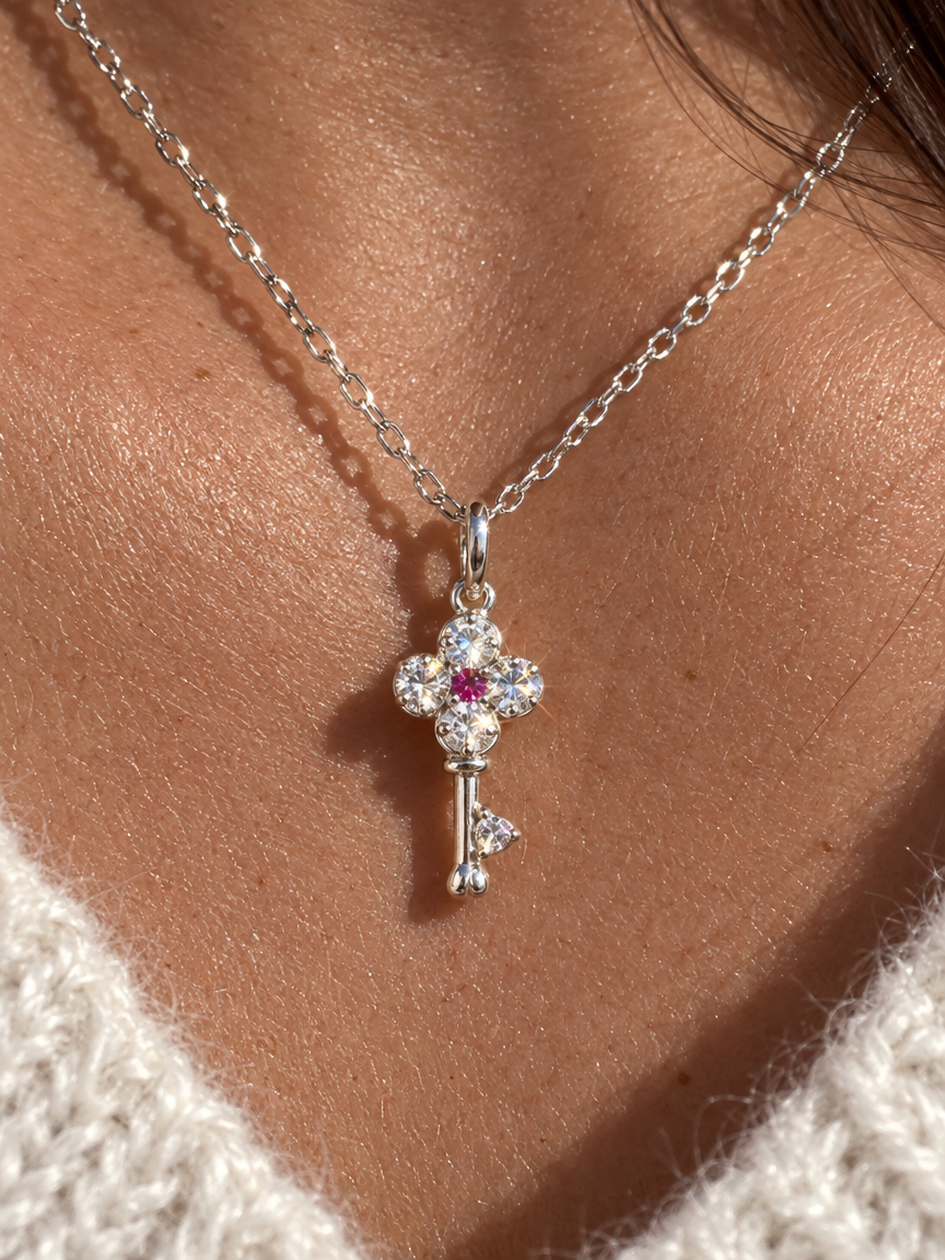 Clover Key Pendant Necklace