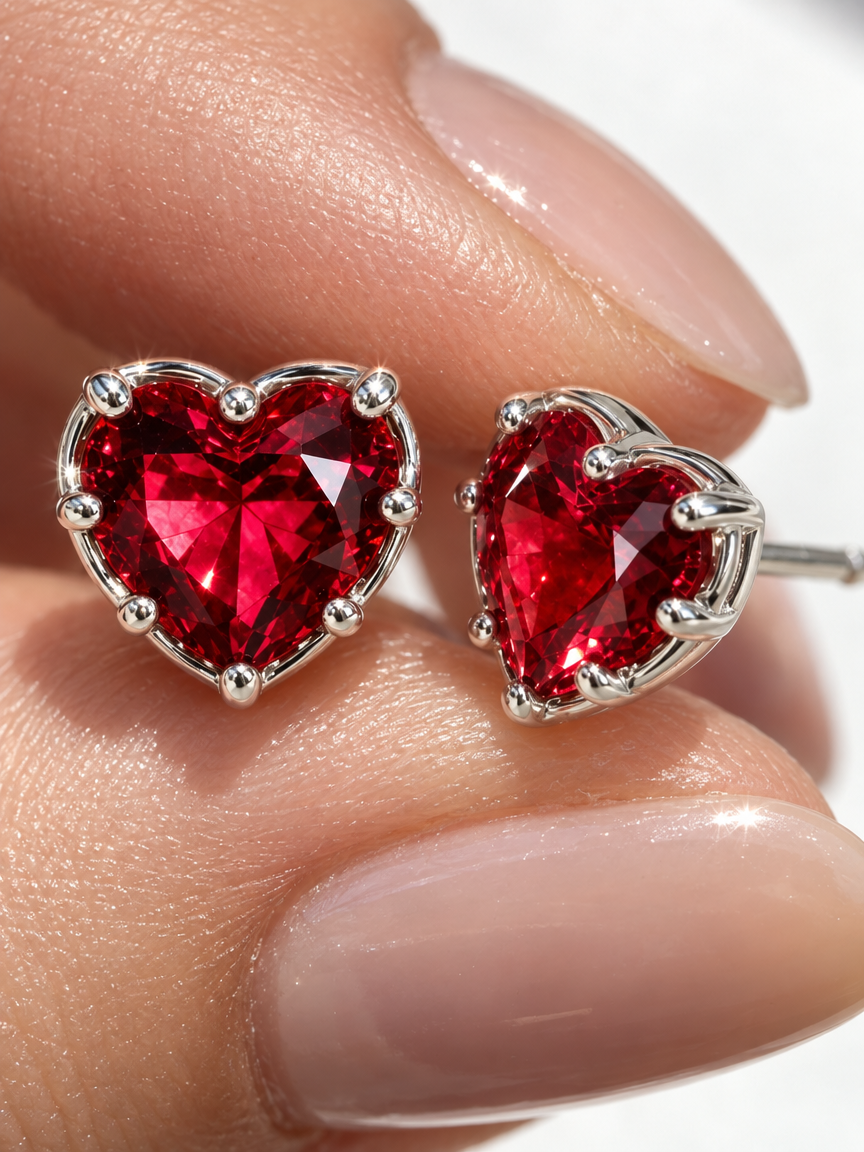 Red Heart Studs