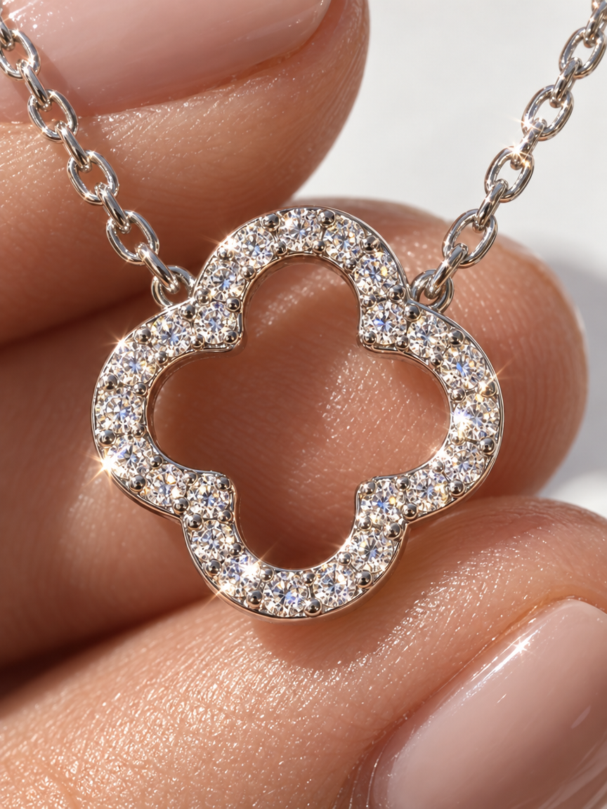 Pavé Clover Pendant Necklace